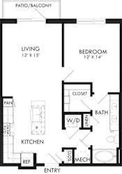 Maiden 1 bedroom, 1 bath. Kitchen with island and pantry. Coat closet at entry. Stackable Washer/Dryer. double sink vanity. Linen closet. Patio/Balcony.