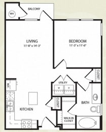 Centro Apartments_Aurora CO_Floor Plan_One Bedroom One Bathroom_The South Platte