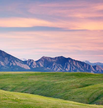 Rocky Mountain Range seen from Brownstones at Palisade Park, Broomfield, CO