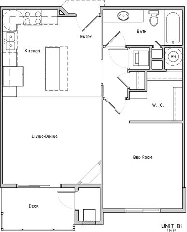 Seymour one bedroom one bathroom floor plan at Villas of Omaha at Butler Ridge