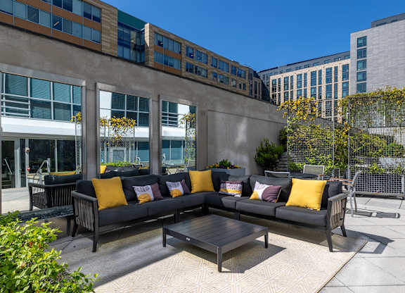 Patio area at Leo at Waterfront Station in the Southwest Waterfront, SW, Washington, DC 20024
