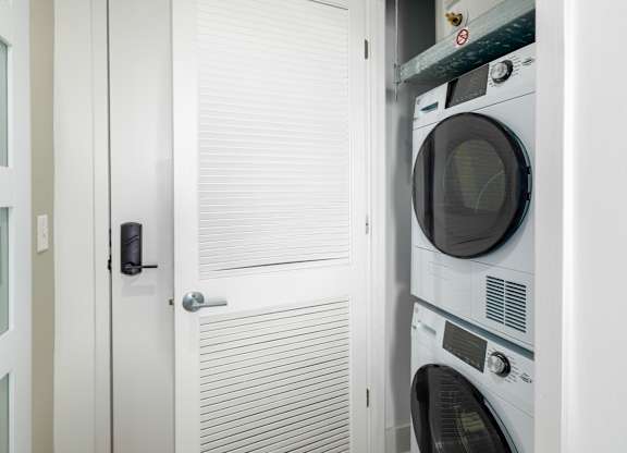 Washer and dryer at Leo at Waterfront Station in the Southwest Waterfront neighborhood in SW, Washington, DC 20024