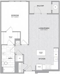 1 BED 1 BATH Floor Plan C at Indigo 301 Apartments, Pennsylvania, 19406