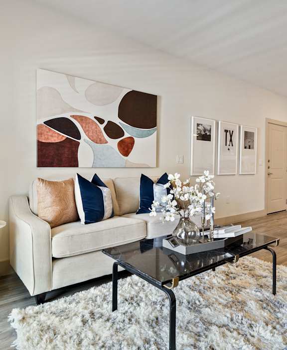 Modern Living Room View with decor at McCarty Commons, San Marcos, 78666