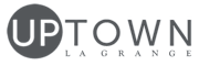 A logo with the text "UPTOWN LAGRANGE" in white on a green background.