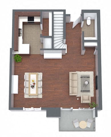 TH2A – 2 Bedroom 2.5 Bath Floor Plan Layout – 1425 Square Feet at Nineteen800, Cupertino, California