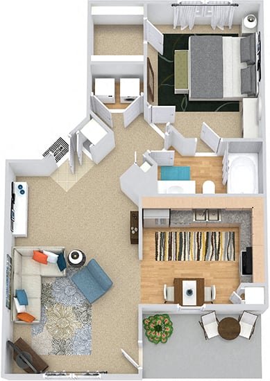 Avery 3D. 1 bedroom apartment. Large kitchen. 1 full bathroom. Walk-in closet. Patio/balcony.