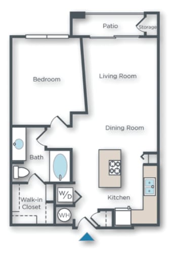 Floor Plan  Agave A  1 bed 1 bath with patio