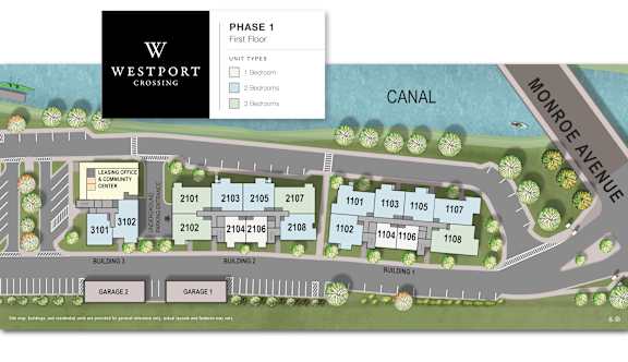 A map of Westport Crossing shows the layout of the first floor.