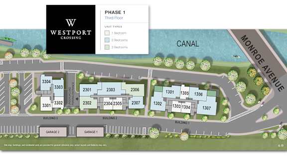 A map of Westport Crossing shows the layout of the buildings and roads.