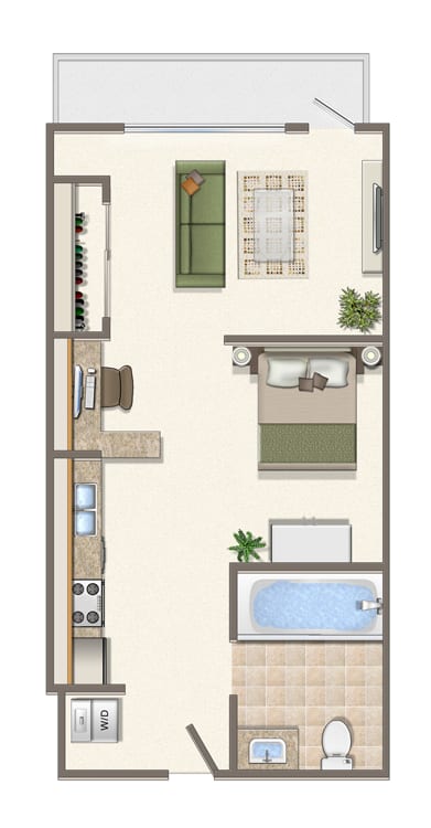 Jr. 1 Bedroom D Floor Plan at NMS 1539 Fourth, California, 90401