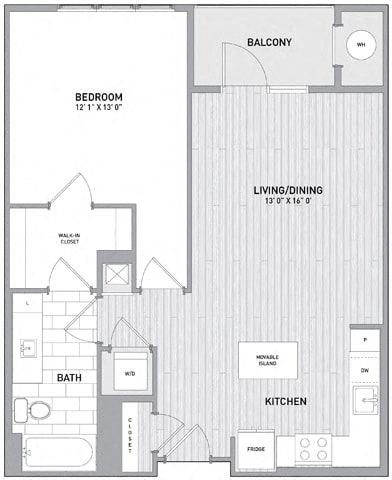 Floor Plan  1 BED 1 BATH Floor Plan D at Indigo 301 Apartments, King of Prussia