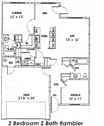  Floor Plan 2 Bed 2 Bath