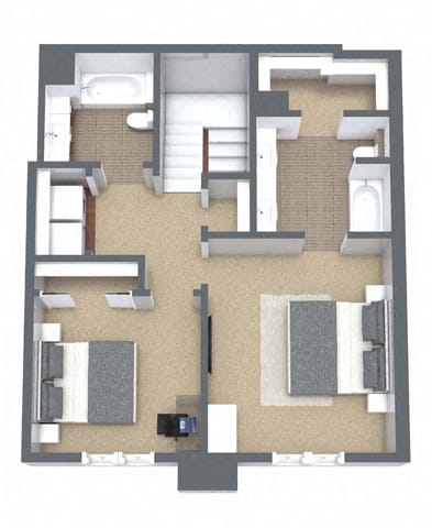 TH2A – 2 Bedroom 2.5 Bath Floor Plan Layout – 1425 Square Feet at Nineteen800, Cupertino