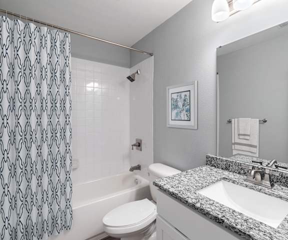 A bathroom with a toilet, sink, and shower curtain.