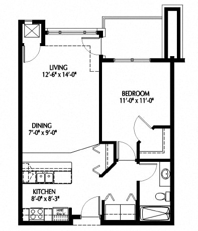  Floor Plan One Bedroom A-ABC