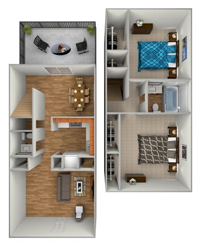 Floor Plan  2 Bed 2 Bath Floor Plan at Stratford Manor Apartment Homes, Meridian, MS
