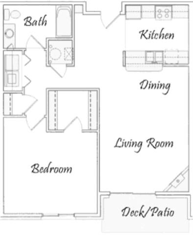 Stream one bedroom one bathroom floorplan at Pinebrook Apartments