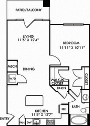 Stone. 1 bedroom apartment. Kitchen with island open to living/dinning rooms. 1 full bathroom. Walk-in closet. Patio/balcony.