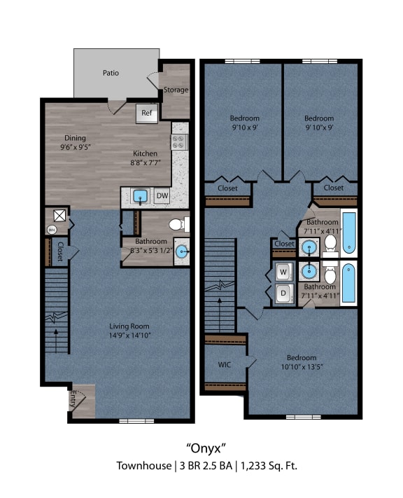 3 bed 2.5 bath at Bayside Apartment Homes, Hilliard, 43026