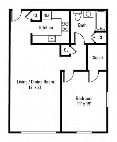 1 Bedroom, 1 Bath 788 sq. ft. - Delaware at Centerpointe Apartments, Canandaigua, NY, 14424