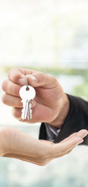 a door knob with a house key on it