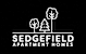 A logo for Sedgefield Apartment Homes featuring three trees.
