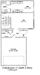  Floor Plan 2 Bed 1.5 Bath
