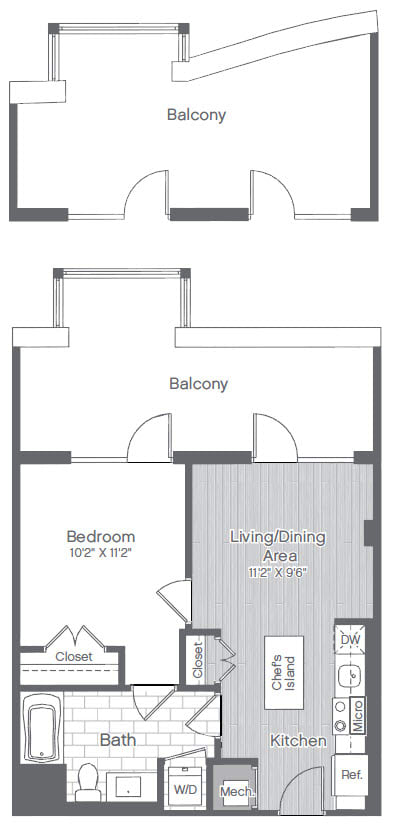 Floor Plan 1 Bed/1 Bath-A5