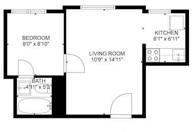  Floor Plan 1br1b