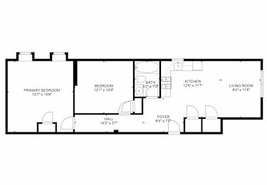  Floor Plan 2 Bedroom 1 Bath