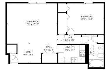  Floor Plan Frederick Square 1 bed Large