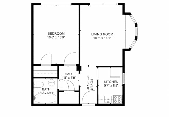 Floor Plan  1 Bedroom 1 Bath