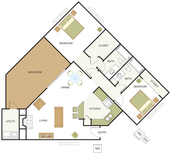 B3 Floor Plan at Newport Apartments, CLEAR Property Management, Irving, 75062