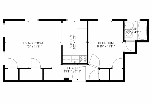 Floor Plan  1 Bedroom 1 Bathroom