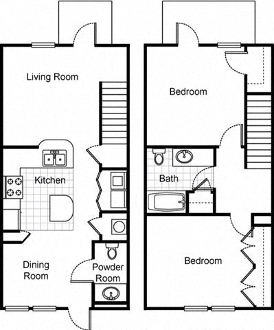 2bedroom 2.5 bath 2D towhnome floorplan_Northpark at Scott Carver Apartments Miami, FL