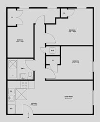 Floor Plan 3 Bed 1 Bath