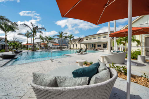 Poolside Lounge Area at The Boardwalk at Tradition, Port St Lucie, FL
