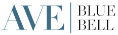 A blue and black image with the words AVE and BLUE BELL.