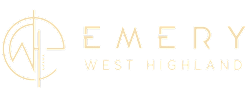 A logo with a compass and the words "EMERY WEST HIGHLAND".