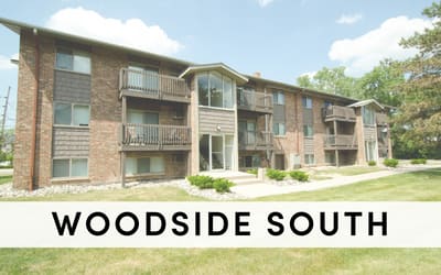 an image of an apartment building with the words woodland south
