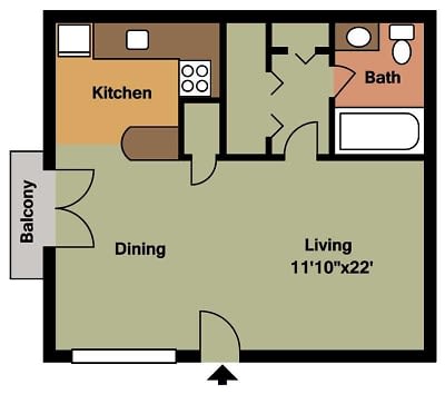 1 bedroom 1 bathroom floor plan 1 bedroom 1 bathroom floor plan at The Life at Pine Grove, Riverdale, GA, 30274