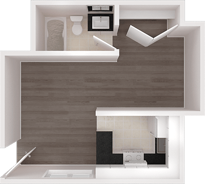 Studio-L Floor Plan | Iron Horse Apartments in Stockton, CA 95204