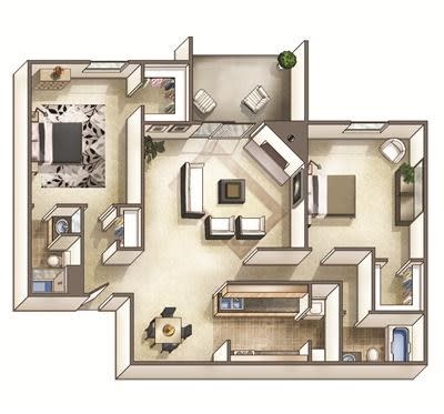 a 3d drawing of a floor plan of a house at Park Ridge Estates, North Carolina, 27713