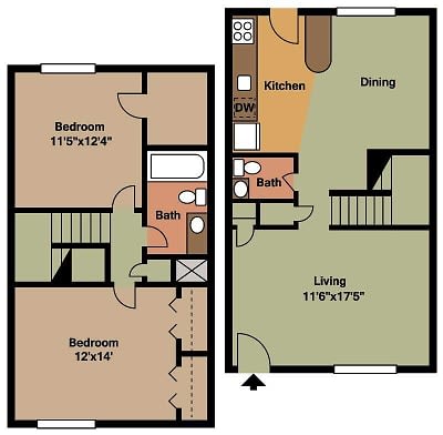 2 bedroom 2 bathroom floor plan B 2 bedroom 2 bathroom floor plan B at The Life at Pine Grove, Riverdale, Georgia