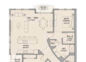 Thumbnail 3 of 14 - A floor plan of a house with a living room, dining room, kitchen, and two bedrooms.