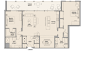 Thumbnail 9 of 14 - A floor plan of a house with a garage at the bottom.