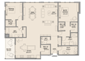 Thumbnail 1 of 14 - A floor plan of a house with labeled rooms such as Bedroom, Bathroom, Kitchen, and Dining Room.