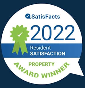 A badge indicating a 2022 resident satisfaction award for property.