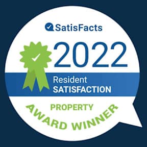 A badge indicating a 2022 resident satisfaction award for property.